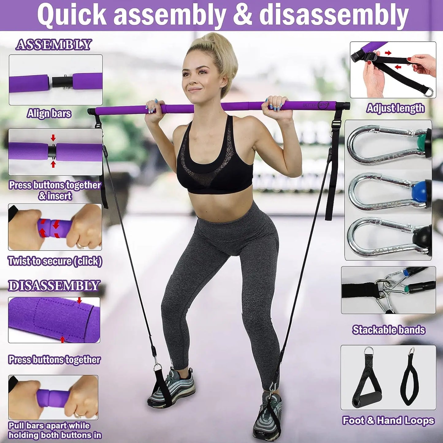 Pilates Bar Kit with Resistance Bands